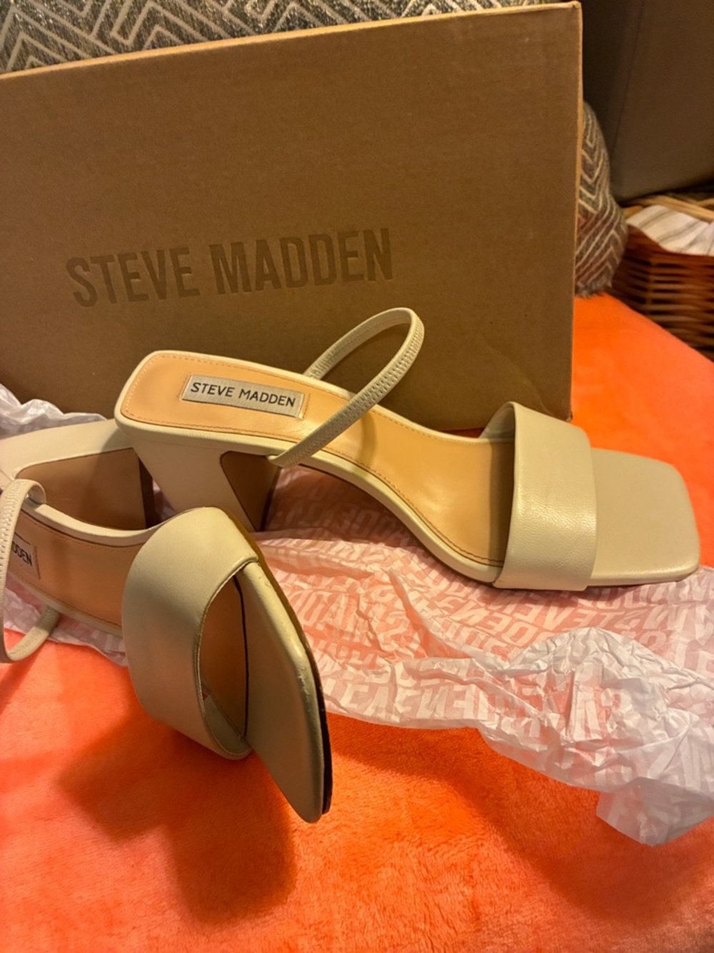 Steve Madden Beige/Nude Block Heel Sandals